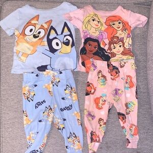 Bluey and Disney Princess Baby Pajama Set 12 months